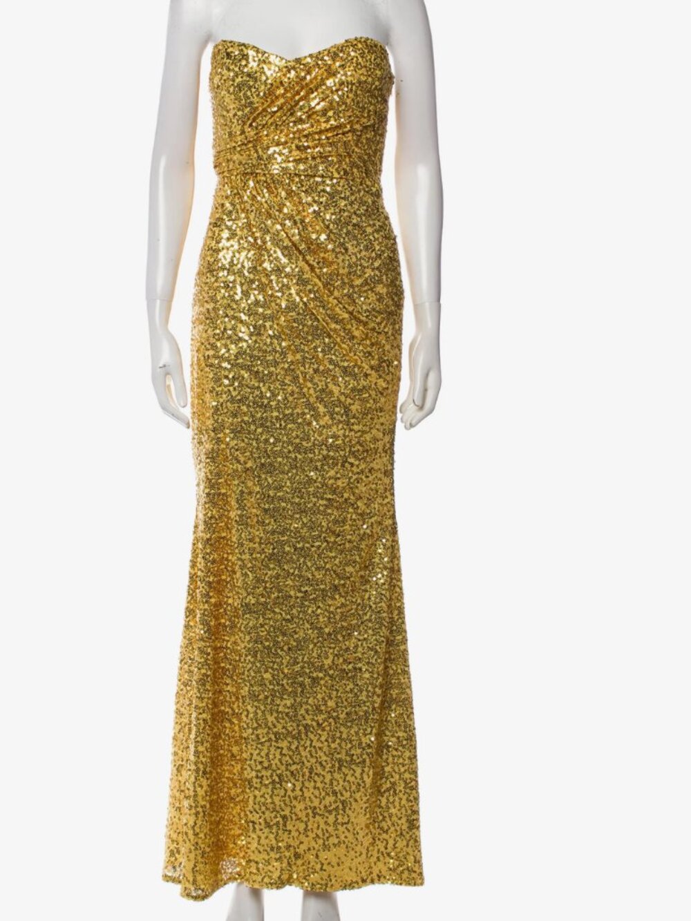 NEW Gold Sequin Evening Gown Wedding Dress Strapless Floor Length Long XS S 2 4
